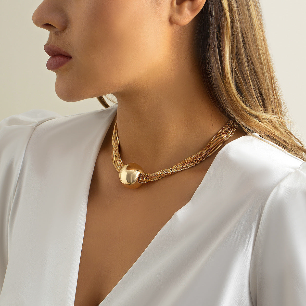 Metal Light Luxury High-grade Sense Necklace And Earrings Suite