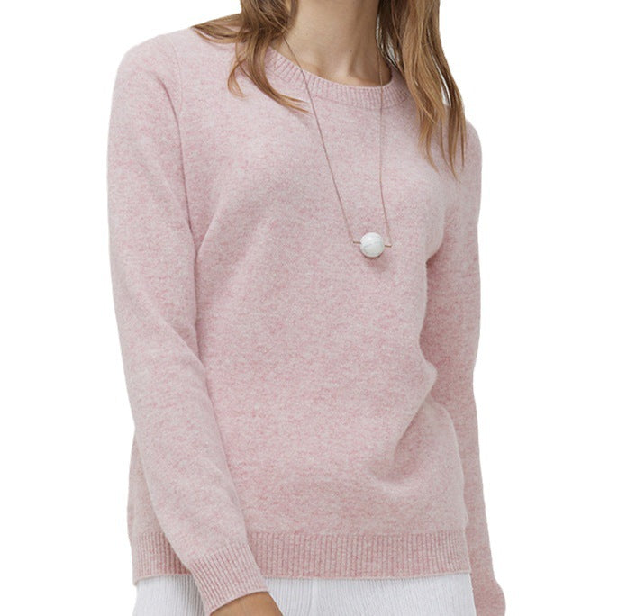 Round Neck Pure Wool Women's Long Sleeve Pullover Loose Sweater