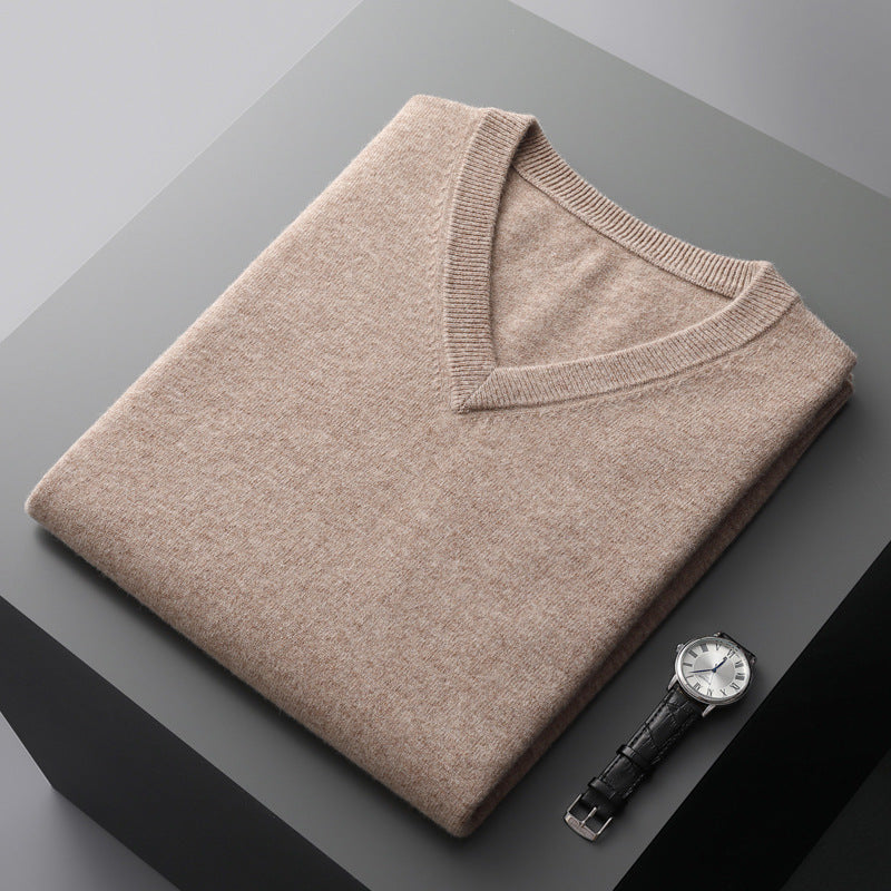 Men's V-neck Vest Middle-aged And Elderly Warm Sweater