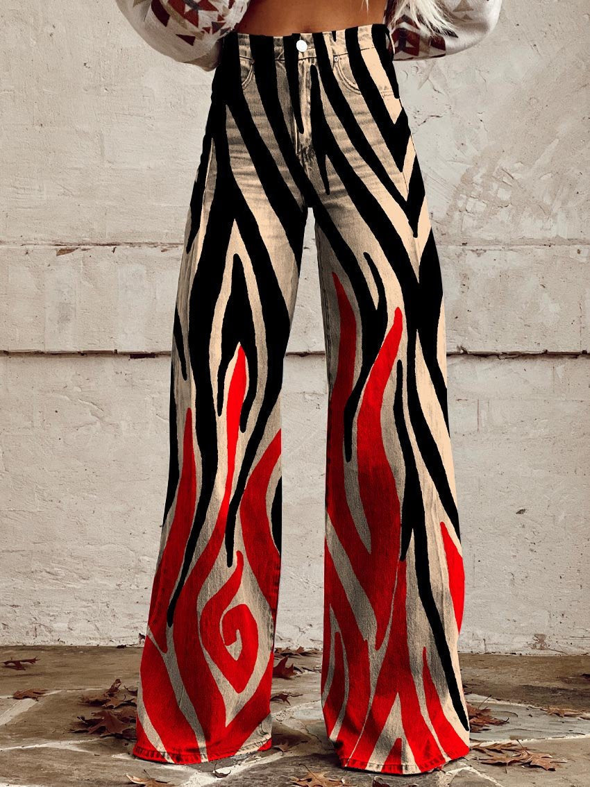 Horn Simulation Denim Trousers Loose Pants For Women