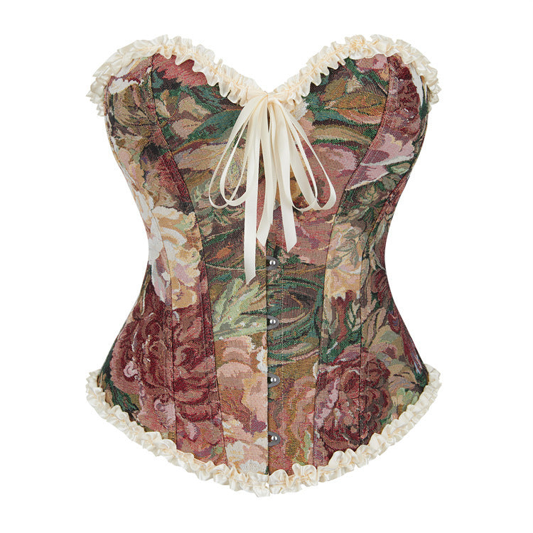 Apricot Flower With Lace Bodybuilding Girdle Breast Support Ladies