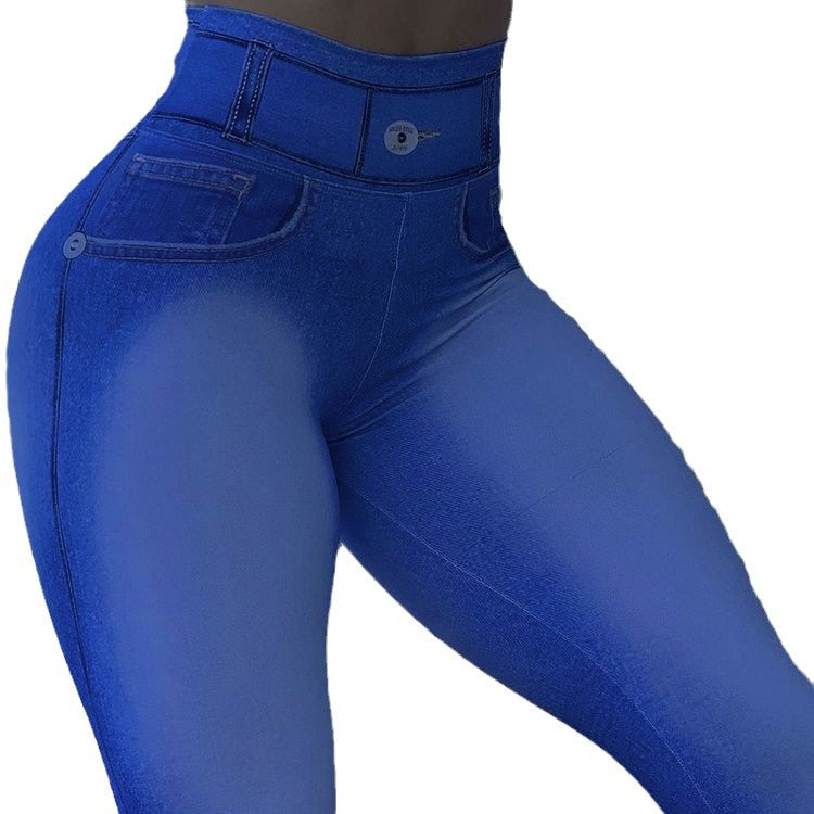 High Waist Camouflage Slim Fashion Button Stitching Casual Feet Trousers
