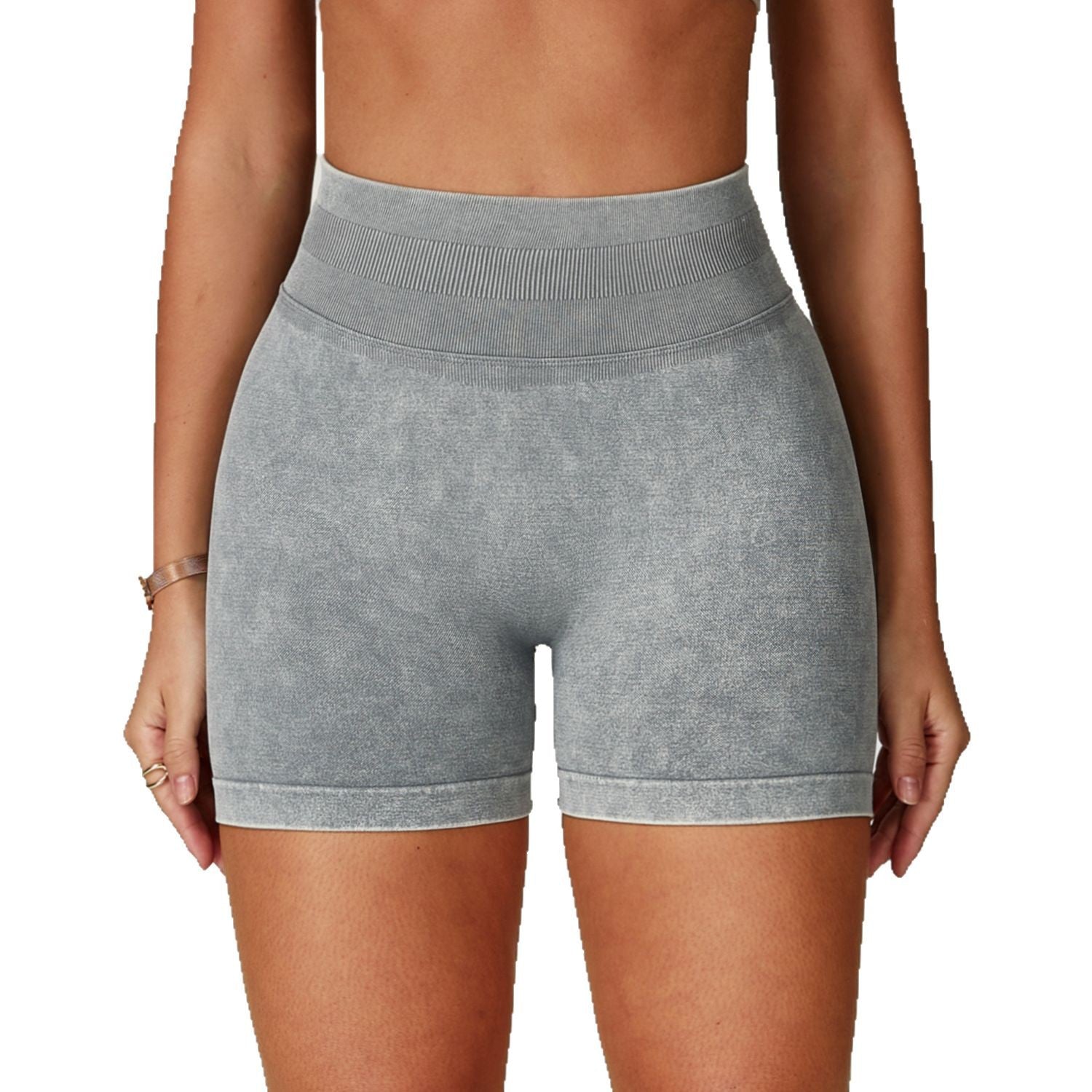 Seamless Stone Washed Yoga Shorts High Waist Hip Lift Shorts