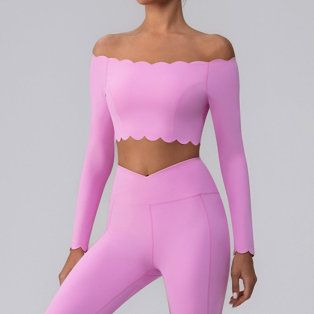 Off-shoulder Yoga Clothing Top Push Up With Breast Pads
