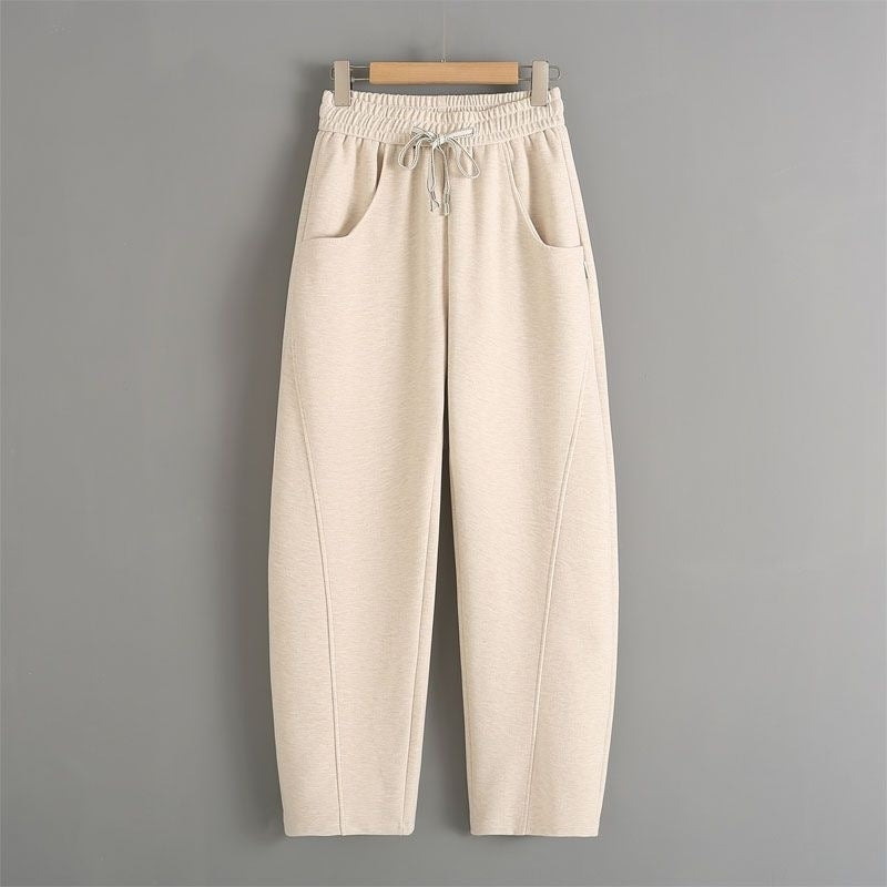 Fleece-lined Elastic Sickle High Waist Slimming Pants