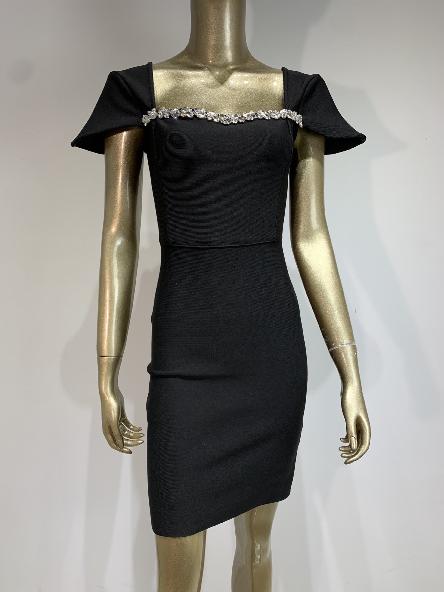 Rhinestone Off-neck Sheath Bandage Dress High Street Dress