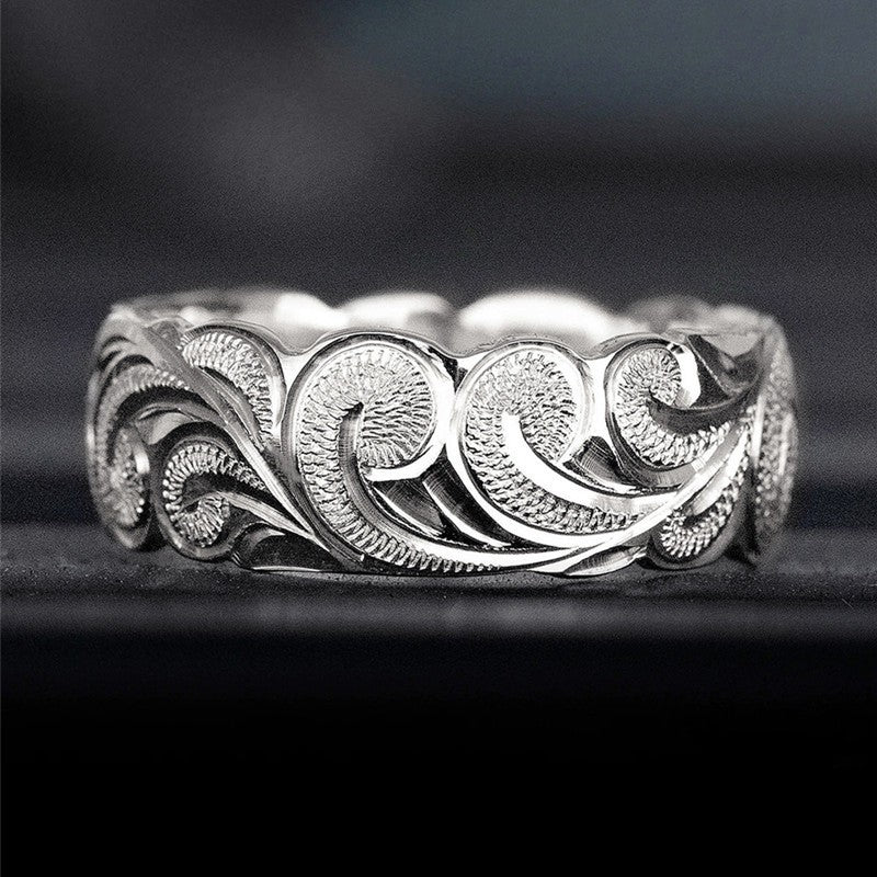 Flower Men's Ring Texture Spray Index Finger