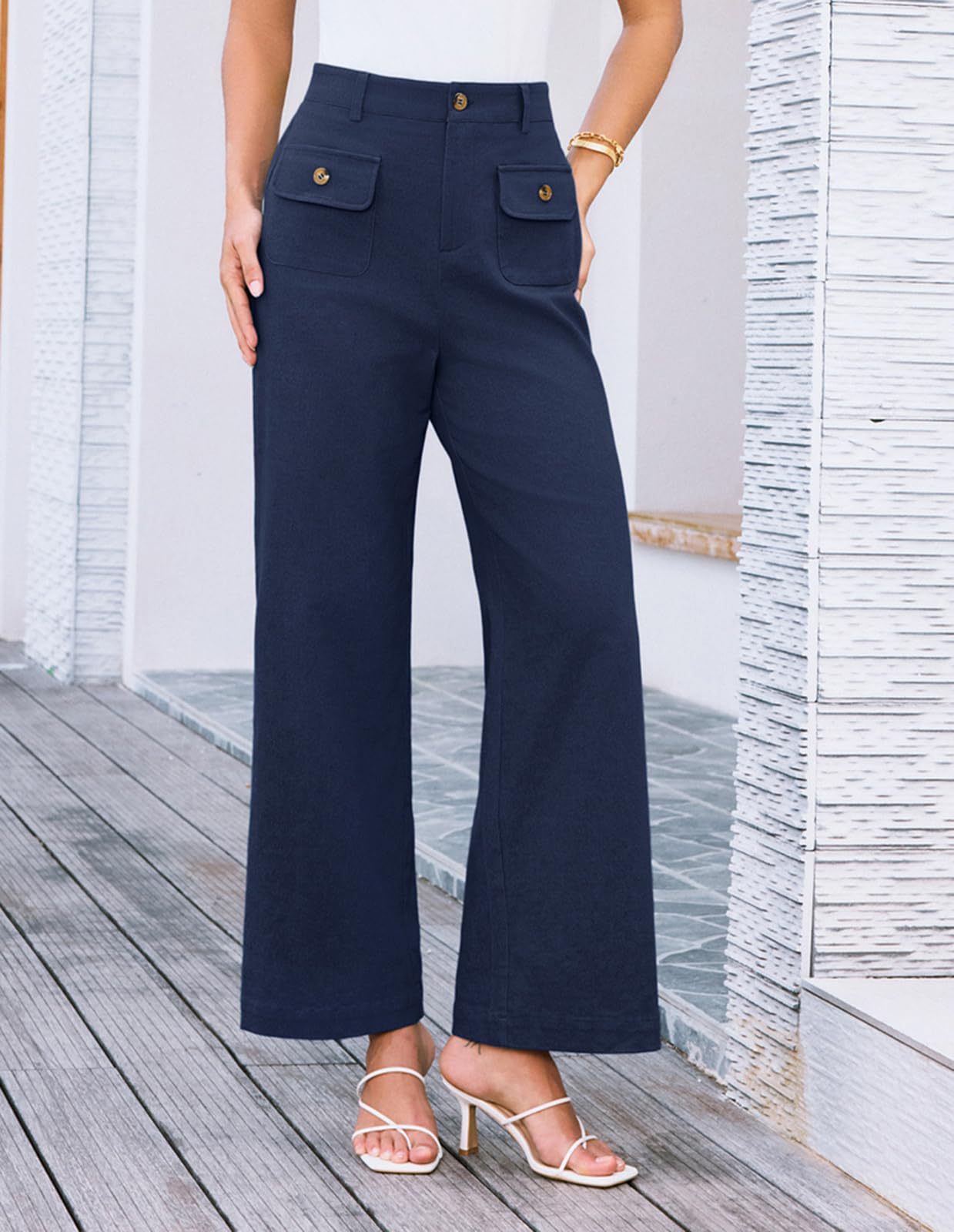 Business Casual Loose-fitting Trousers With Pockets