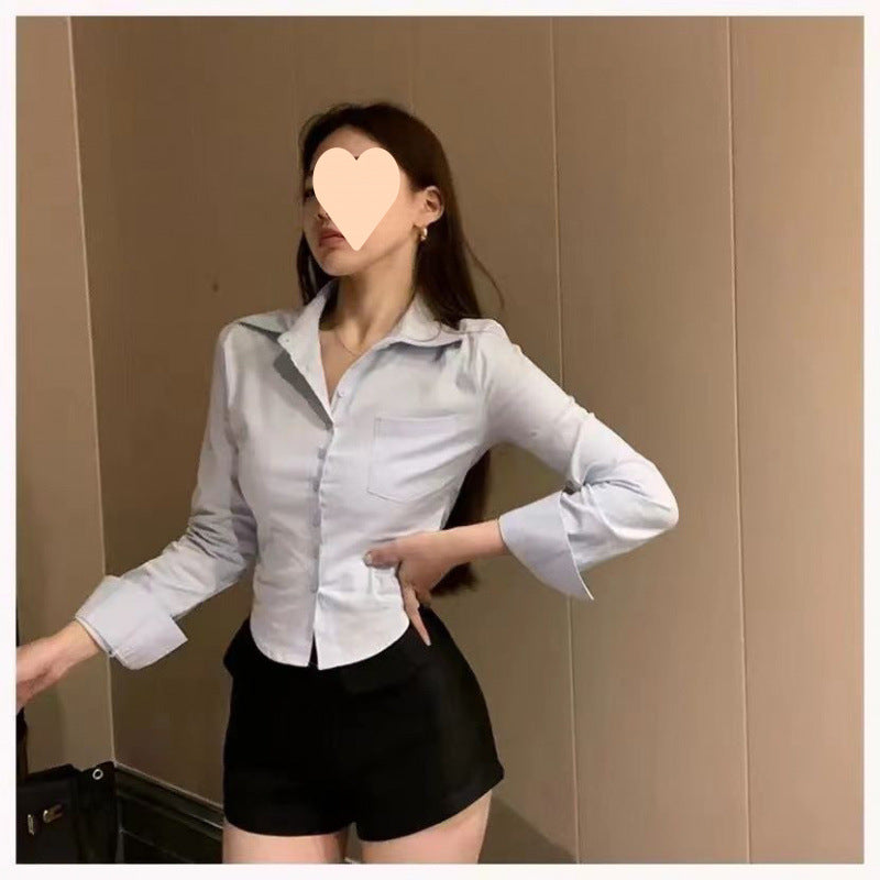 Slim Fit Waist-controlled Slimming Short Collar White