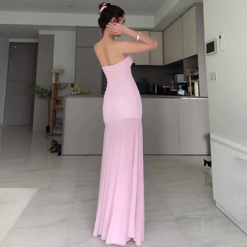 Women's Elegant Mesh Tube Top Dress