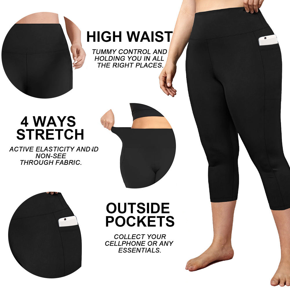 Pocket Plus Size Cropped Yoga Pants Tight