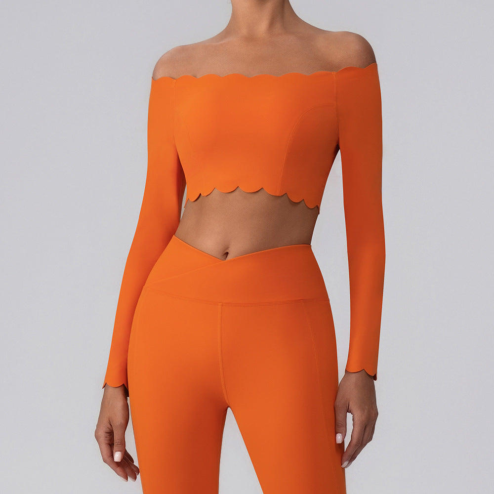 Off-shoulder Yoga Clothing Top Push Up With Breast Pads
