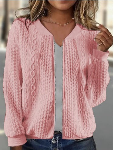 Women's Jacquard Long Sleeve Casual Short Coat