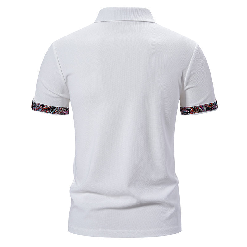 European Size Polo Shirt Men's Color Stitching Turnover Neck Short Sleeve