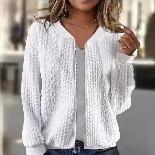 Women's Jacquard Long Sleeve Casual Short Coat