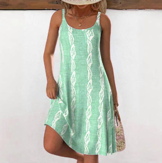 3D Creative Printing Suspender Dress Comfortable