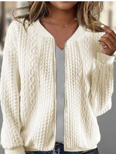 Women's Jacquard Long Sleeve Casual Short Coat