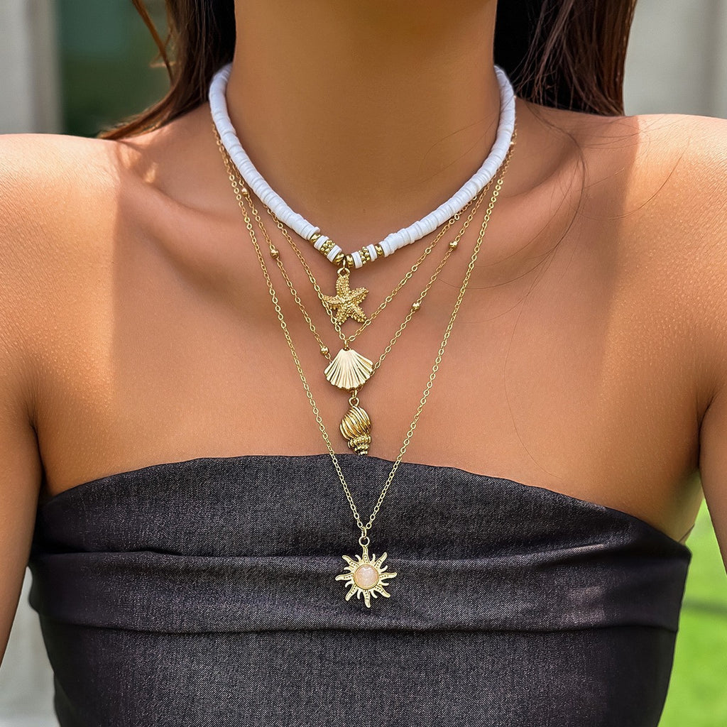 Metal Light Luxury High-grade Sense Necklace And Earrings Suite