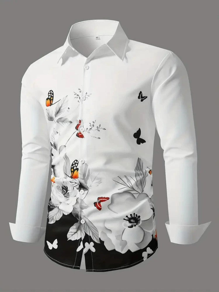 European And American Spring And Autumn Leisure Personalized Trendy Men Long Sleeve 3D Printed Shirt