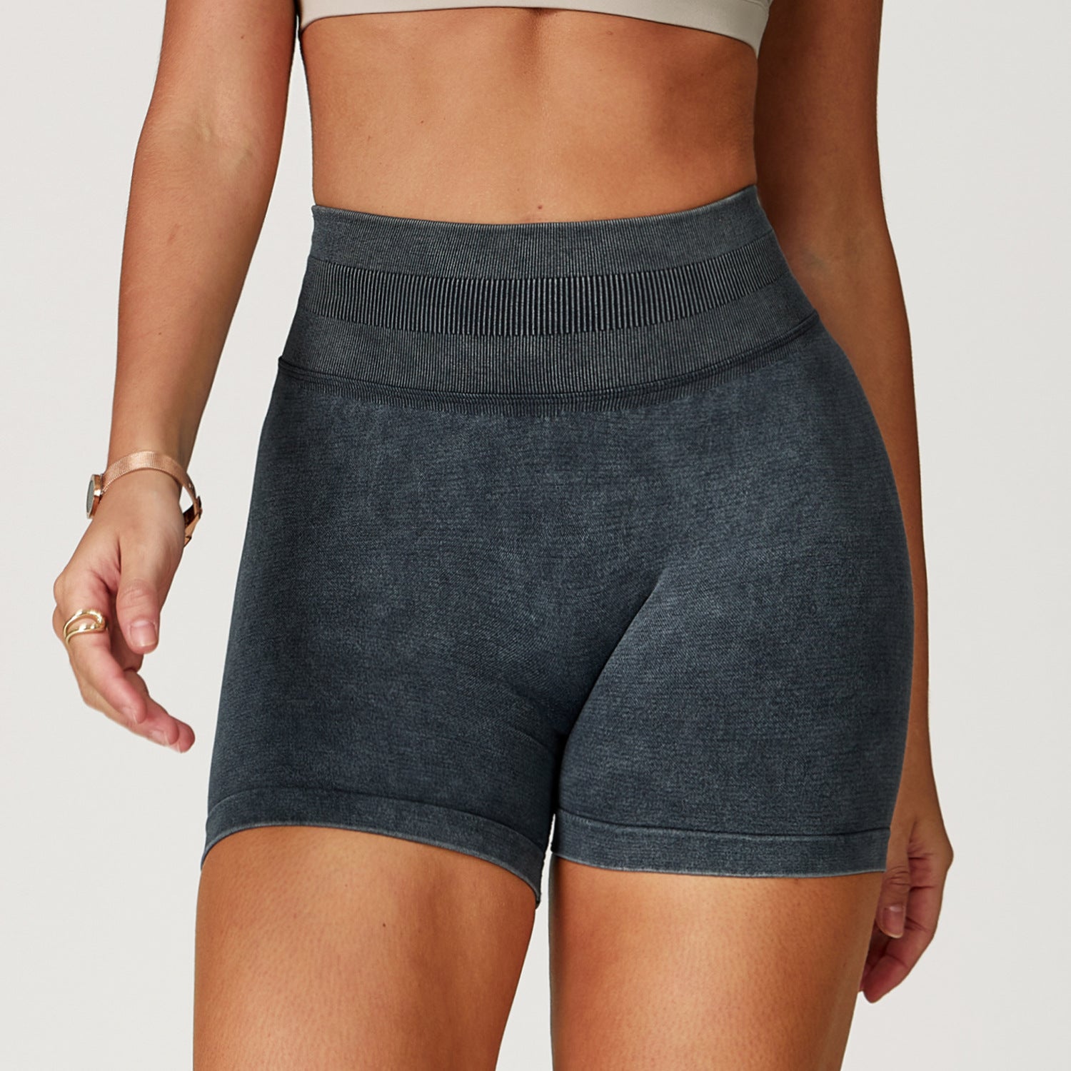 Seamless Stone Washed Yoga Shorts High Waist Hip Lift Shorts
