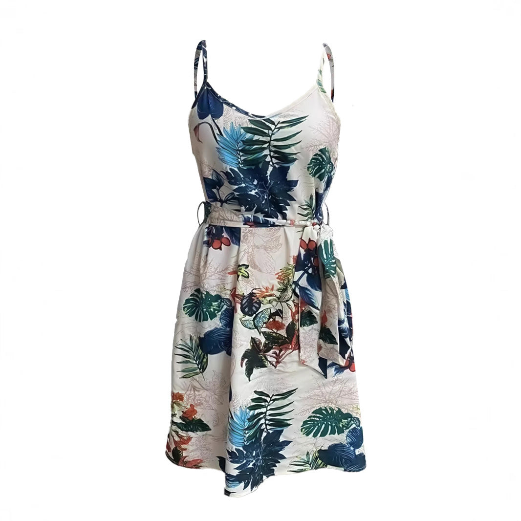 European And American Tropical Sleeveless Beach Dress