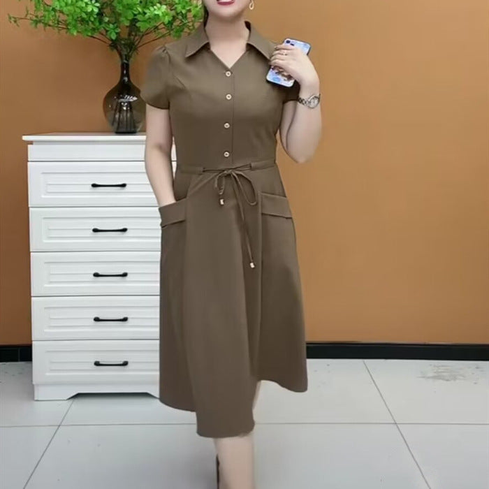 Mom Wear Plus Size Fashionable Stylish Short Sleeve Dress