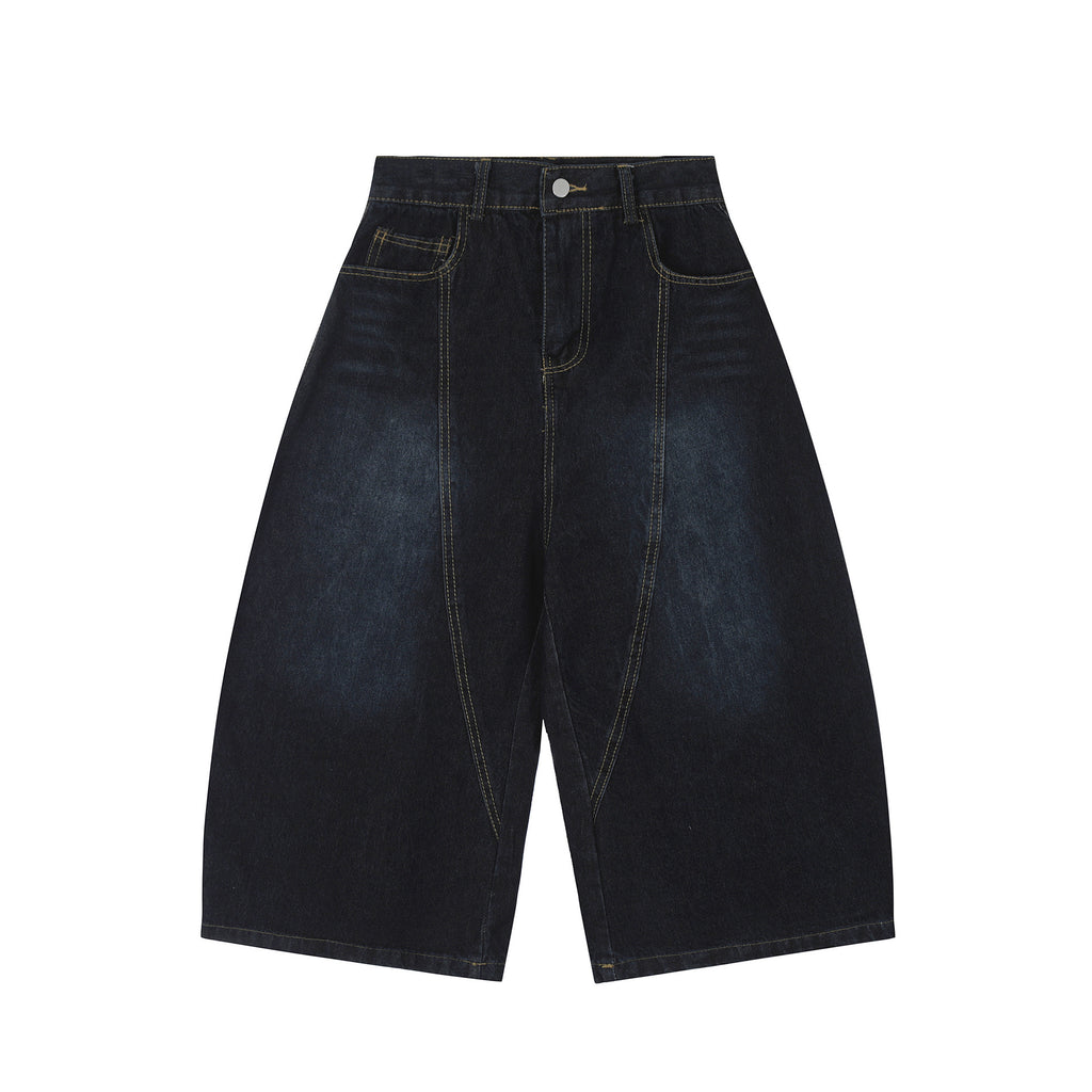 American Retro Loose Embroidered Washed Denim Trousers