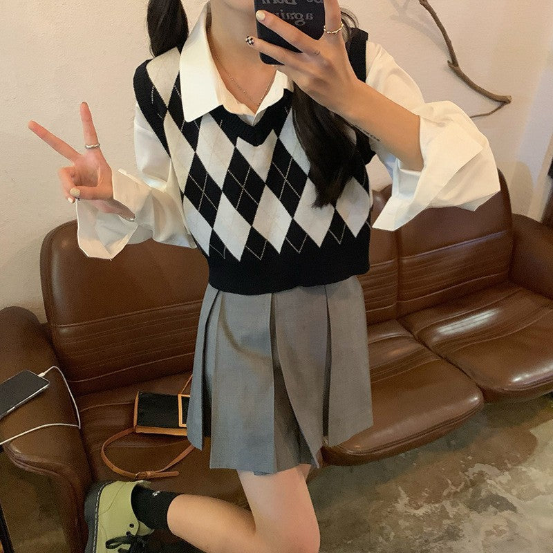 Personalized Knitted Rhombus Vest For Women