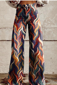 3D Thermal Transfer Speaker Simulation Denim Loose Pants