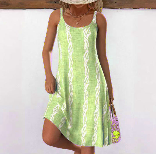 3D Creative Printing Suspender Dress Comfortable