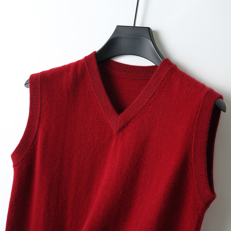 Men's V-neck Vest Middle-aged And Elderly Warm Sweater