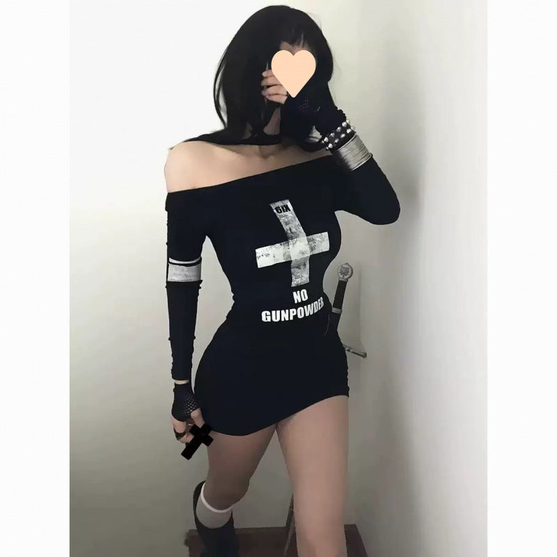 Dark Hot Girl Slim-fit Long Sleeve Dress Women