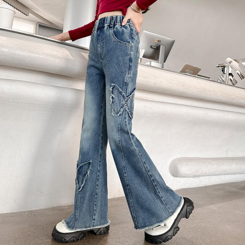 Girls' Casual Stretch All-match Denim Trousers