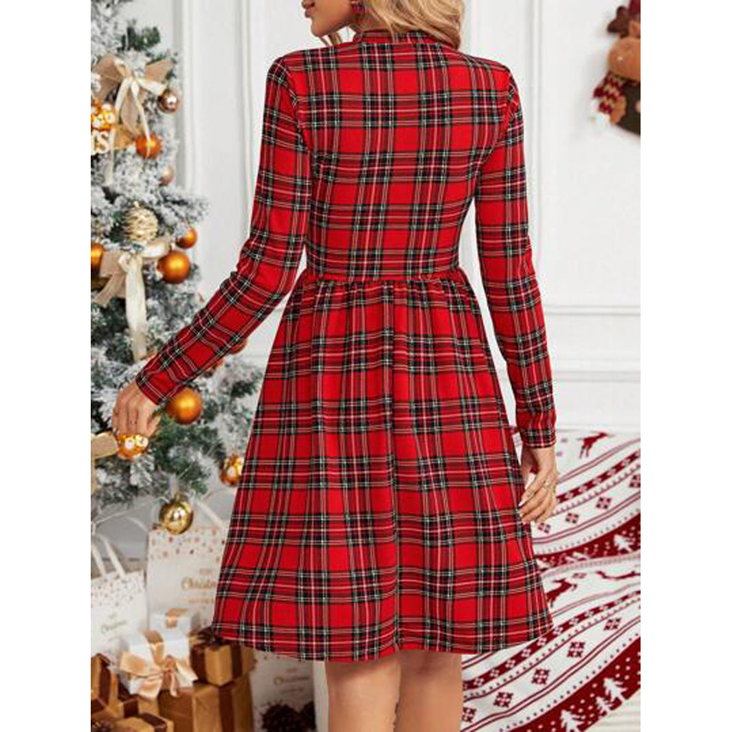 High Collar Long Sleeve Dress Christmas New European And American Style