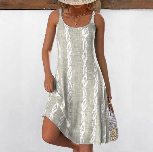 3D Creative Printing Suspender Dress Comfortable