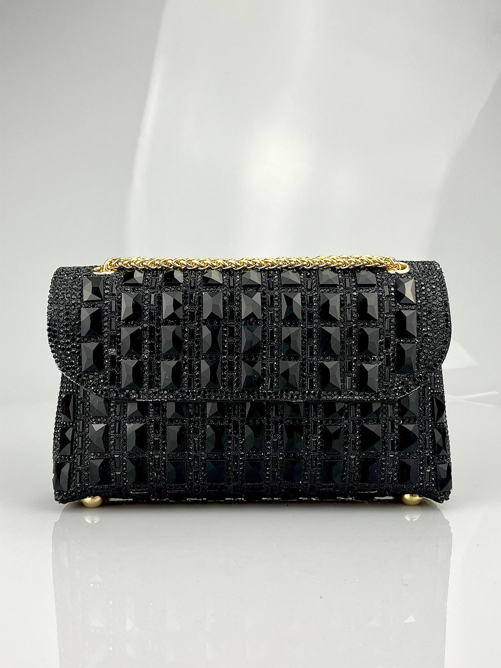 Shiny Glass Rhinestone Chain Clutch
