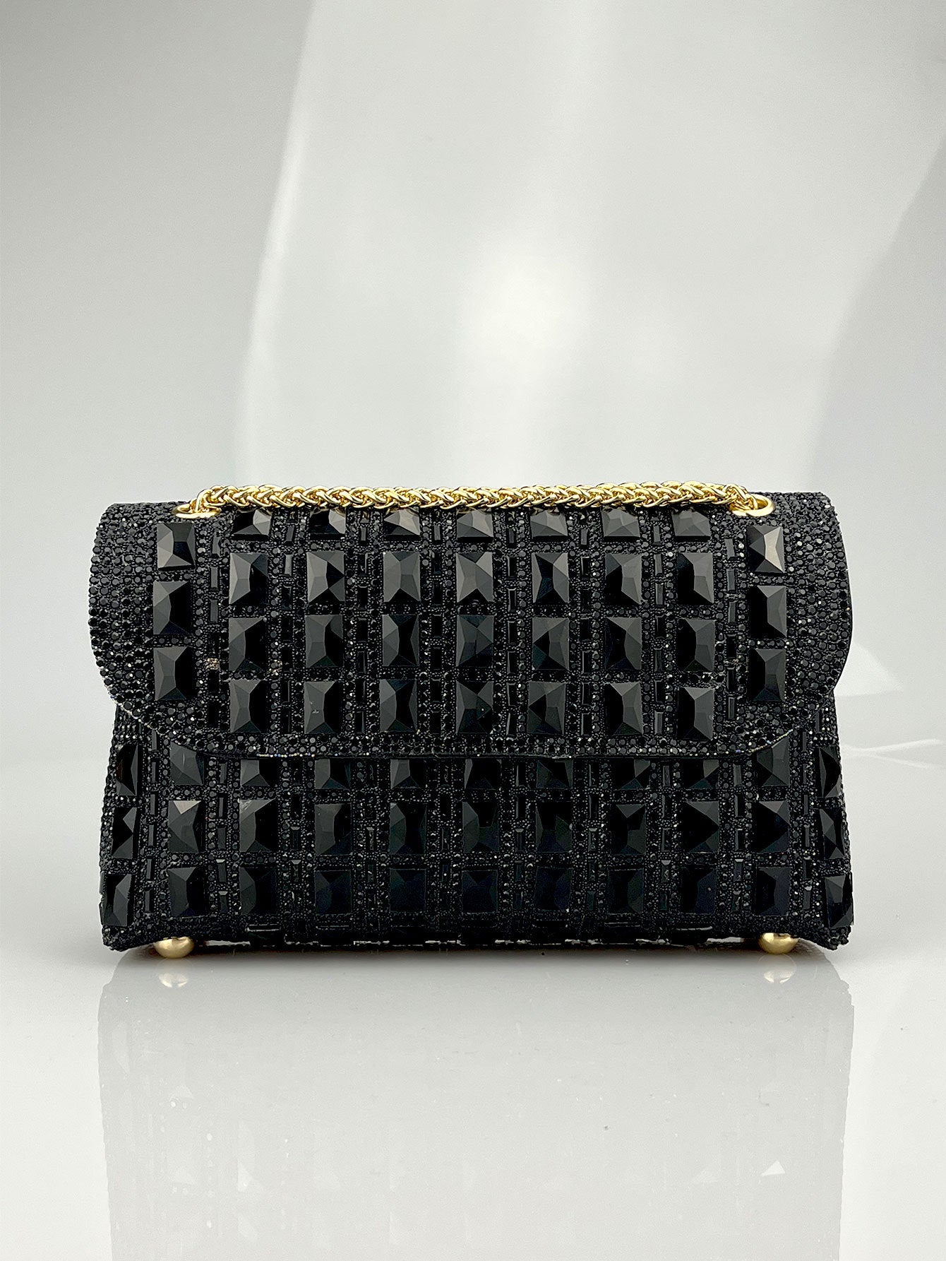 Shiny Glass Rhinestone Chain Clutch