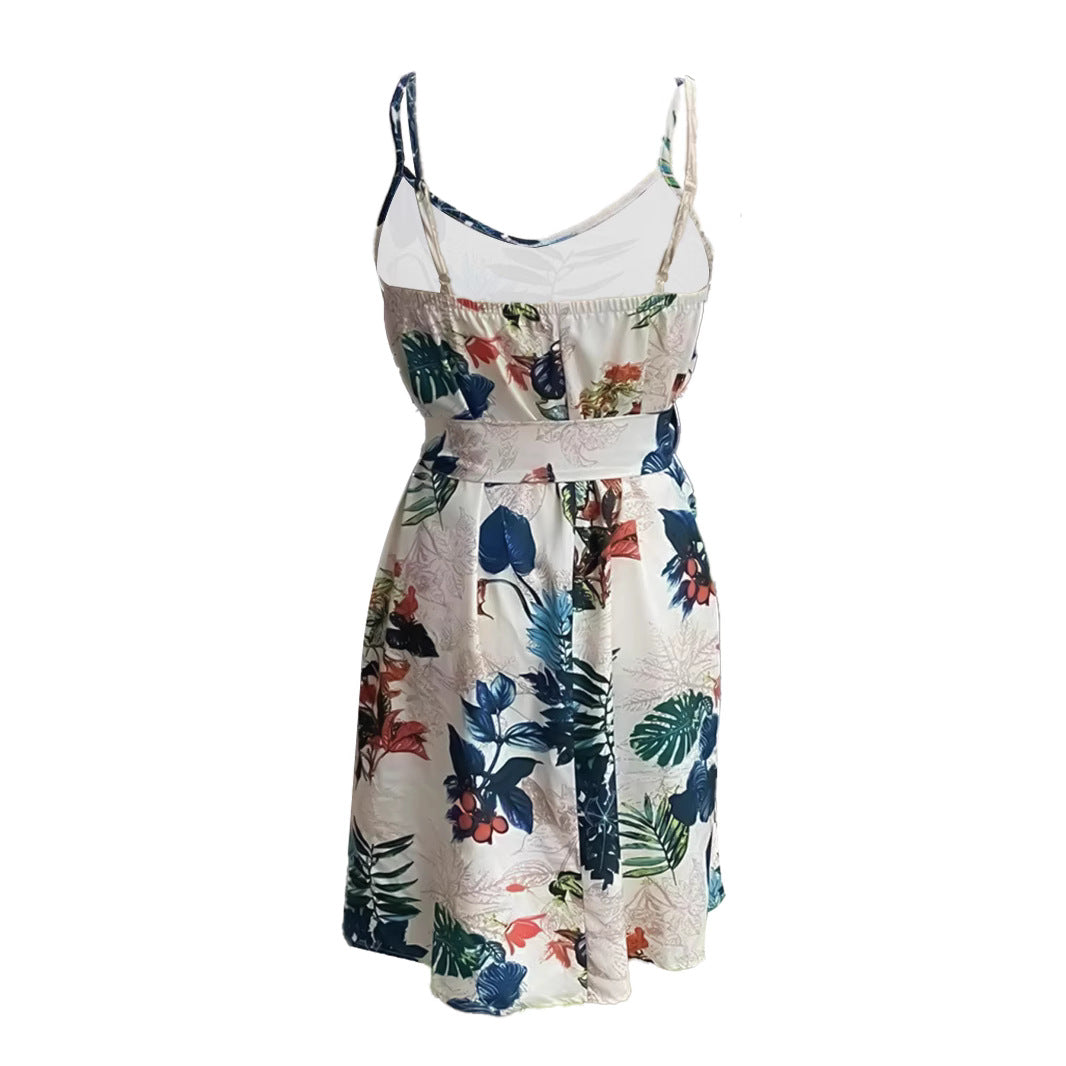 European And American Tropical Sleeveless Beach Dress