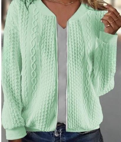 Women's Jacquard Long Sleeve Casual Short Coat