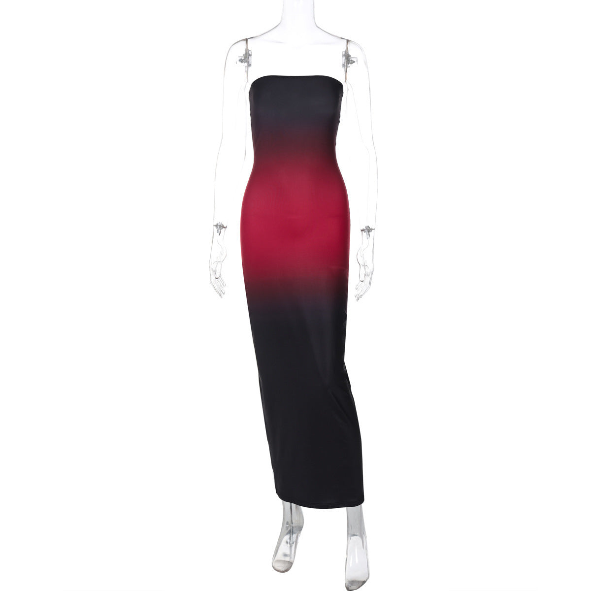 Off-shoulder Color Matching Skinny Sheath Tube Top Dress