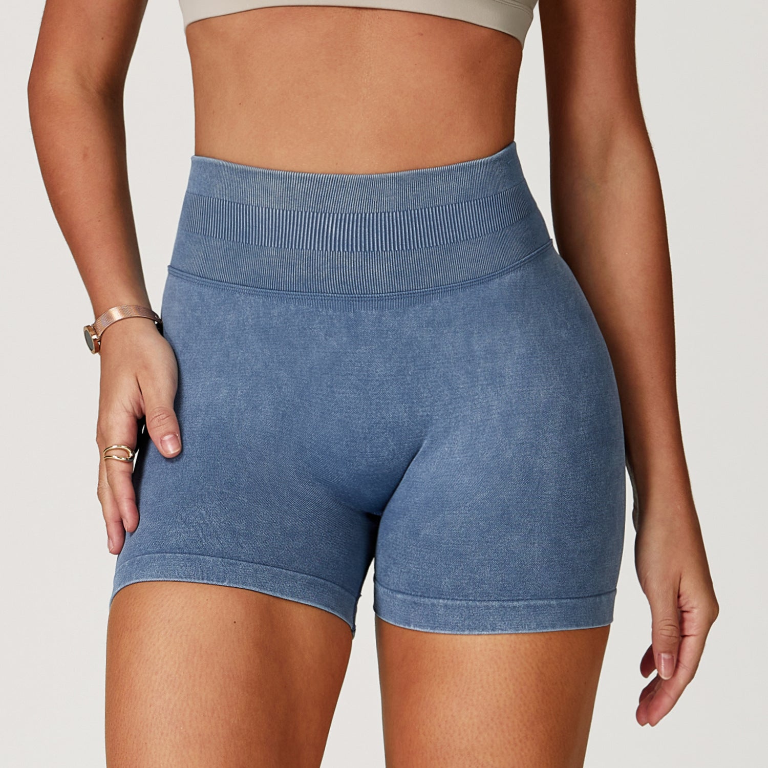 Seamless Stone Washed Yoga Shorts High Waist Hip Lift Shorts