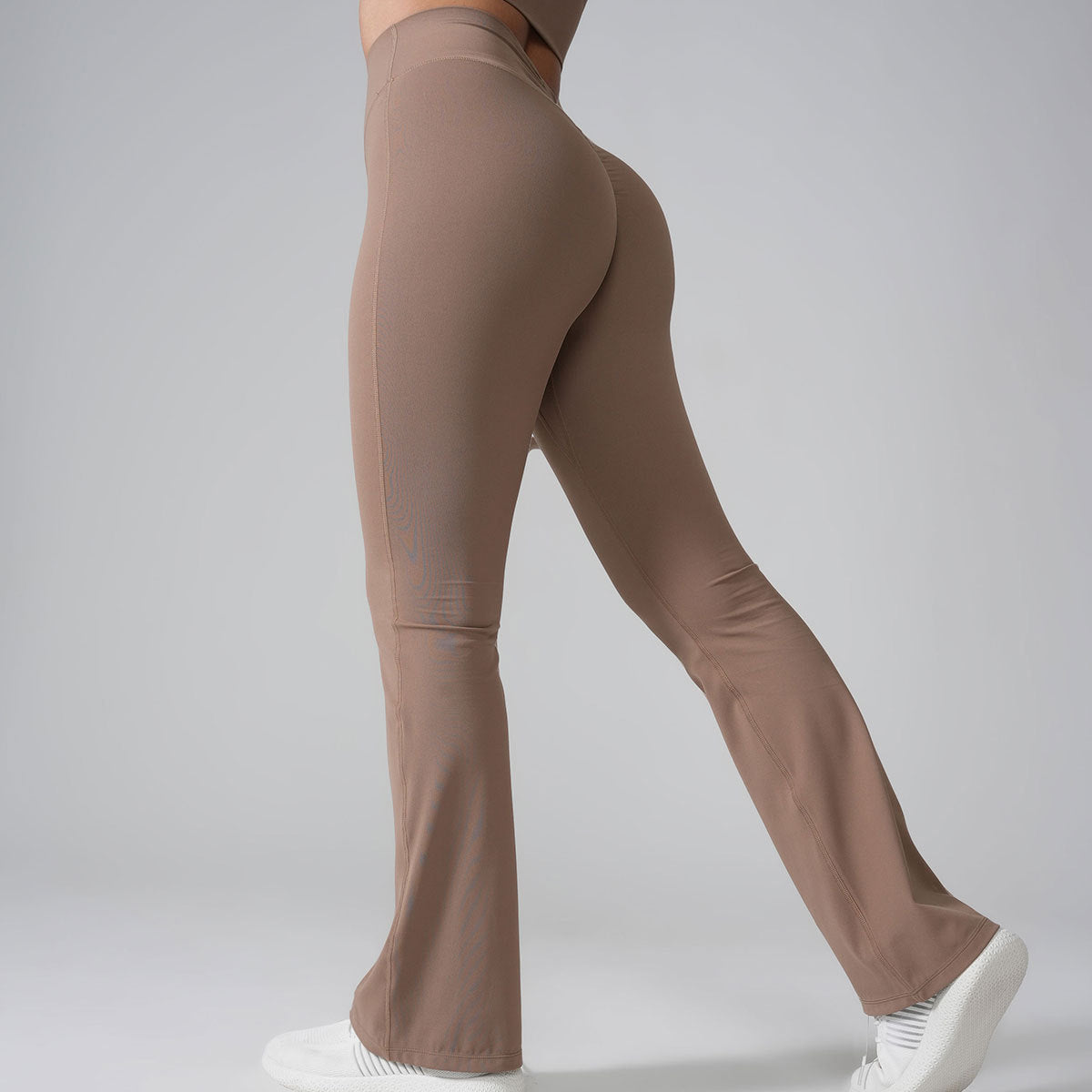 High Waist Hip Lift Peach Bell-bottom Pants Lycra Nude Feel Yoga Pants