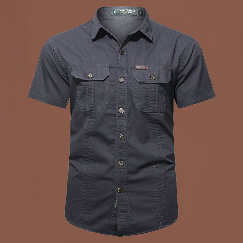 Workwear Short Sleeve Cotton Work Clothes Shirt Outdoor Loose Men's Shirt