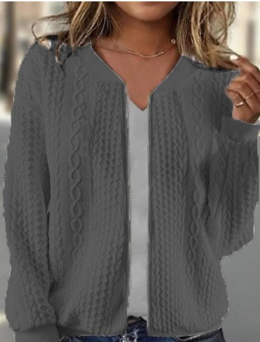 Women's Jacquard Long Sleeve Casual Short Coat