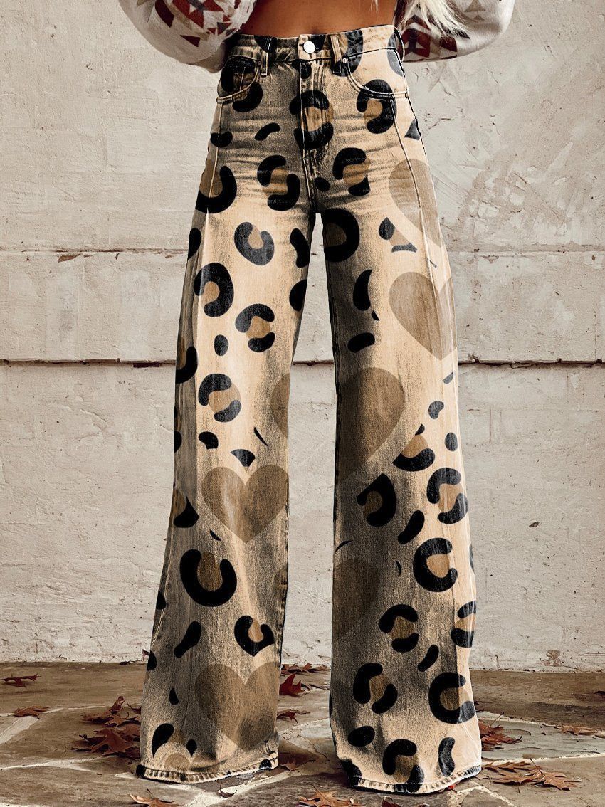Horn Simulation Denim Trousers Loose Pants For Women
