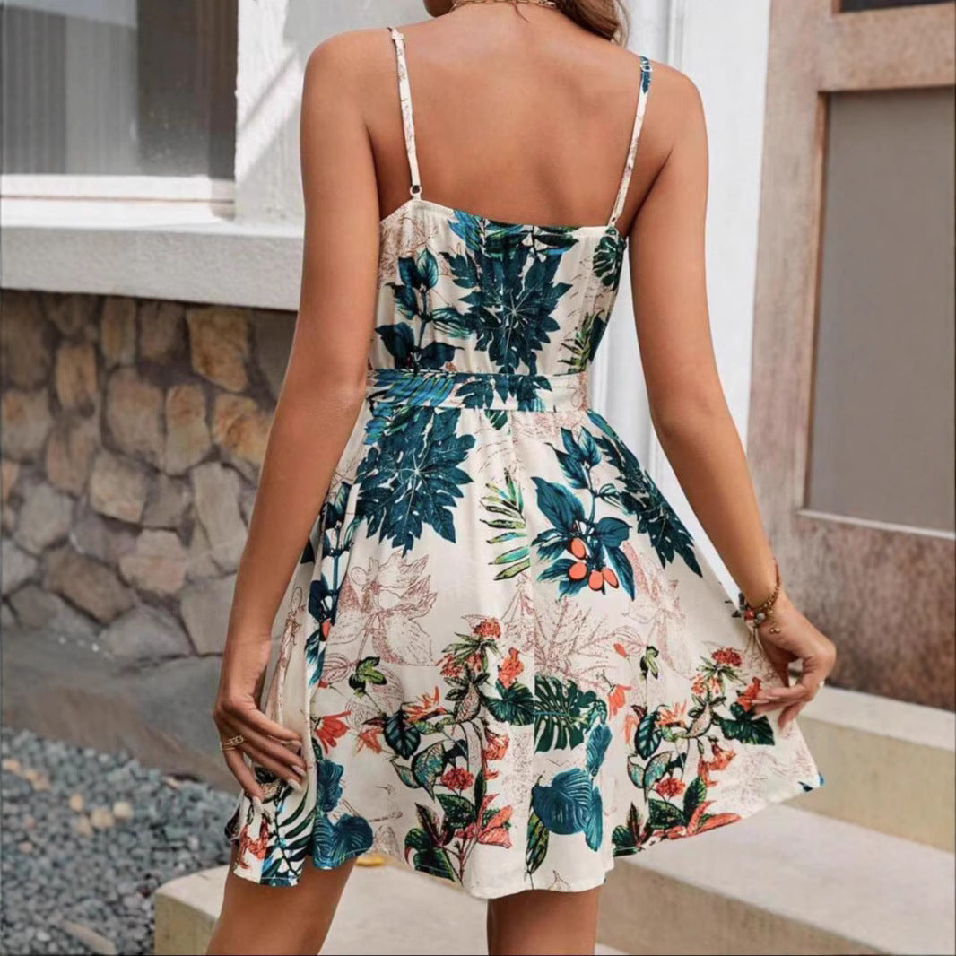 European And American Tropical Sleeveless Beach Dress