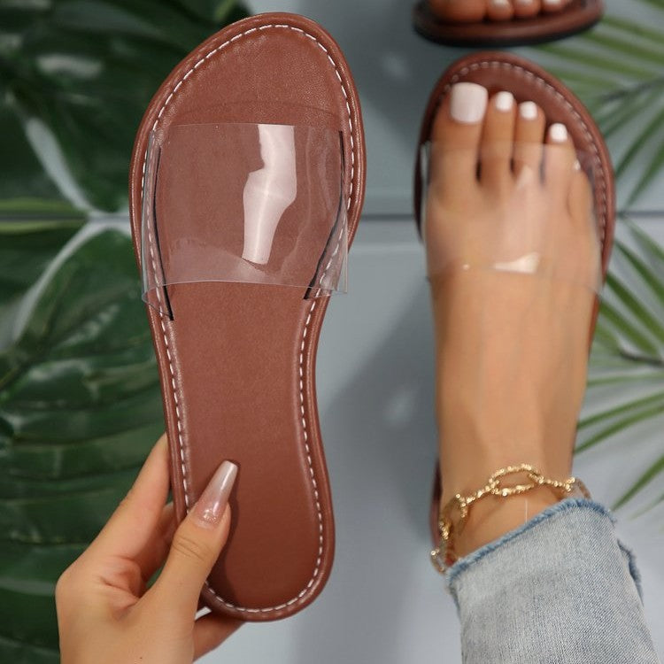 Women's Fashion Personality Flat Transparent Slippers