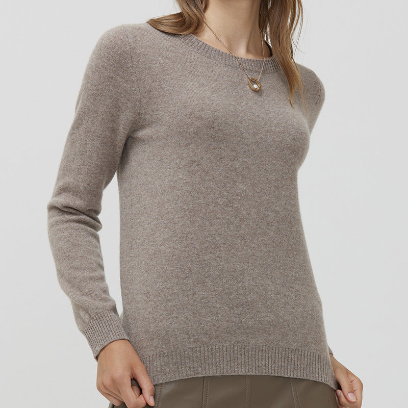 Round Neck Pure Wool Women's Long Sleeve Pullover Loose Sweater