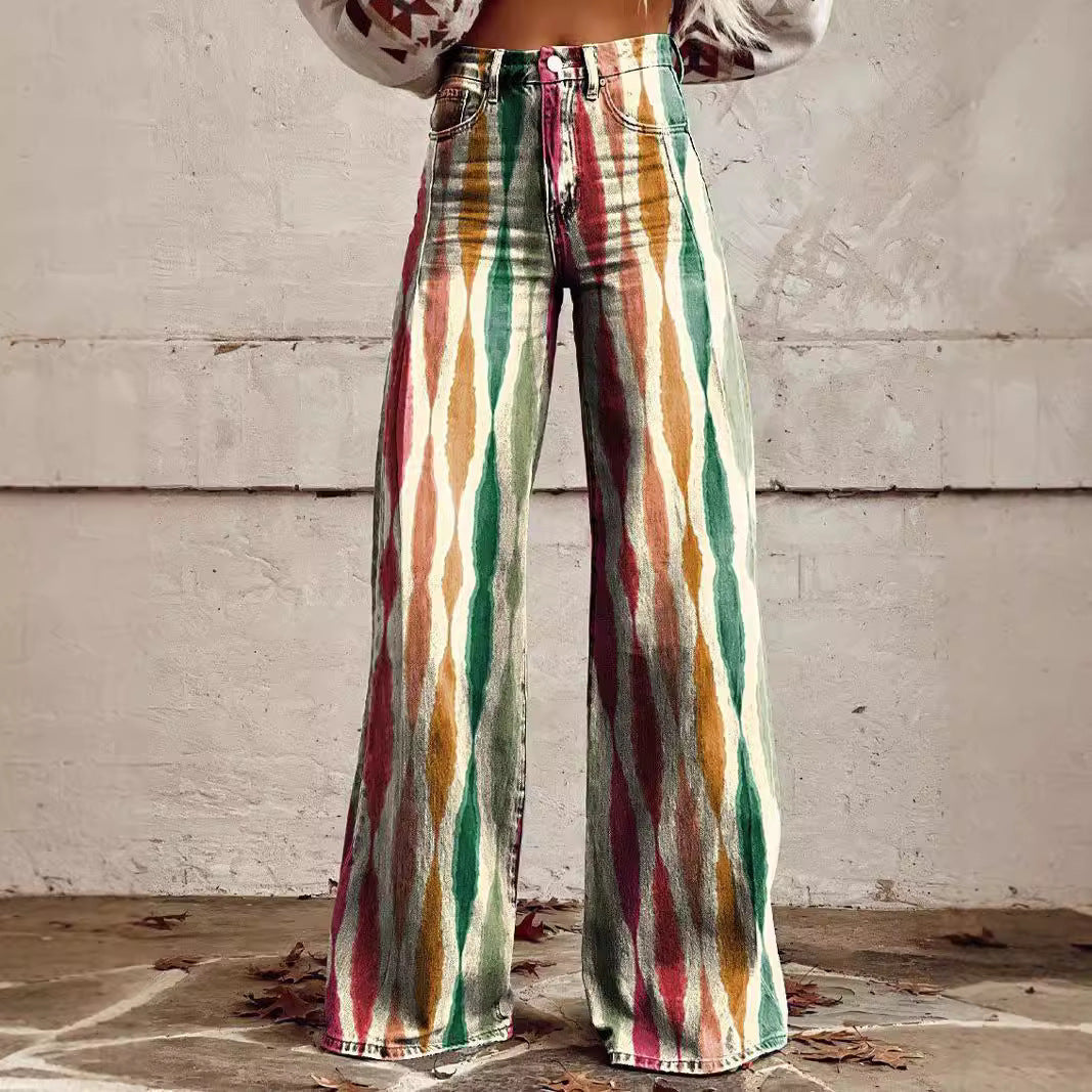3D Thermal Transfer Speaker Simulation Denim Loose Pants