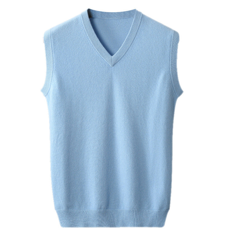 Men's V-neck Vest Middle-aged And Elderly Warm Sweater